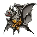 bat with open wings tattoo design idea