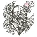 hood, struggle, pain  tattoo design idea