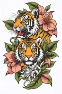 Lilly flower with a tiger  tattoo design idea