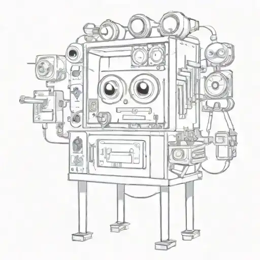 crank'o'vator film industry stand with a kawaii eyes  tattoo design idea