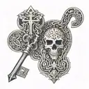 skeleton key symbolizing the power tattoo design idea