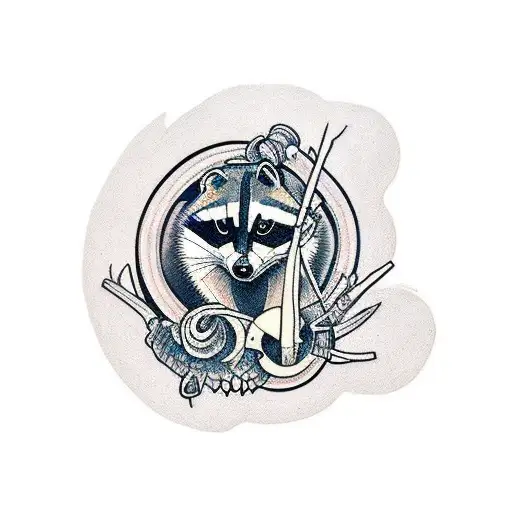racoon holdng a skull tattoo design idea
