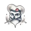 racoon with a hat of a animal skull  tattoo design idea