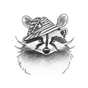 racoon with a hat of a animal skull  tattoo design idea