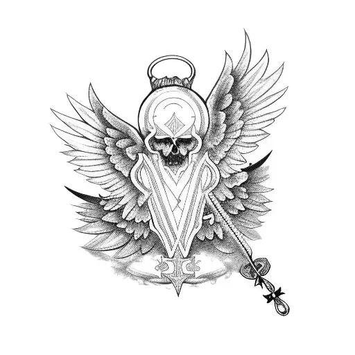 tatto with a cross and wings tattoo design idea