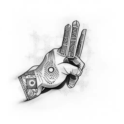 A dotwork tattoo of a carpenter's hand holding a blueprint, with the outline of the Dominican Republic forming the background tattoo design idea