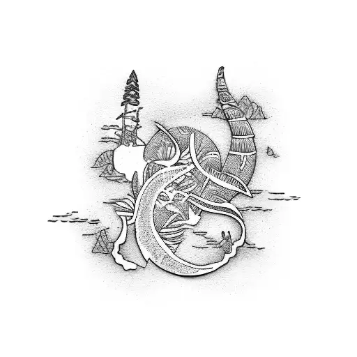 Hawaii islands in the shape of Maui's hook tattoo design idea