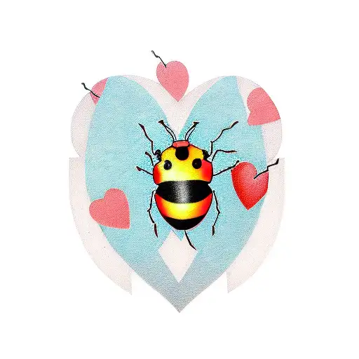 heart shaped ladybug by water  tattoo design idea
