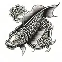 Koi fish with Samurai face tattoo design tattoo design idea