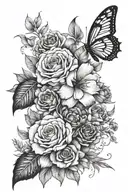 Real flowers with Western ideas mixed black and white arm sleeve very feminine tattoo design idea