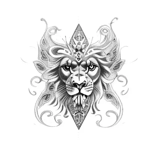 Crow, flower, butterfly lion, Bible  tattoo design idea