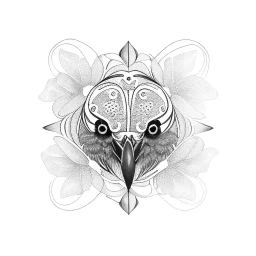 Crow, flower, butterfly  tattoo design idea