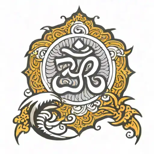 text "Aum", small  tattoo design idea