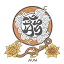 text "Aum", small  tattoo design idea