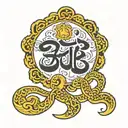 text "Aum", small  tattoo design idea