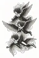 3 angels flying tattoo design idea