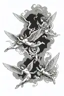 3 angels flying tattoo design idea