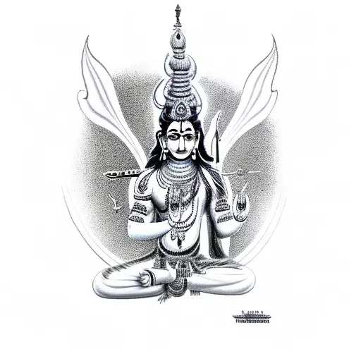 Mahashivratri mahadev with parvati full body with long trishul sketch  tattoo design idea