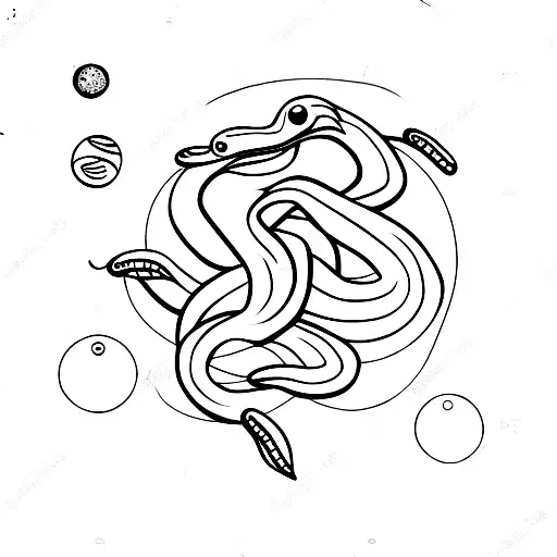 snake with planets and plants  tattoo design idea