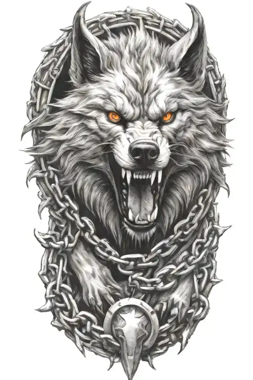 fenrir breaking chains tattoo design idea