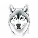 husky flowers tattoo design idea