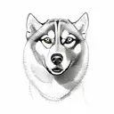 husky flowers tattoo design idea