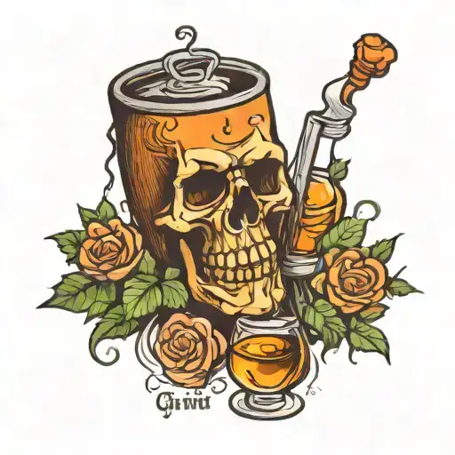 Rot gut whiskey going to ease my mind tattoo design idea