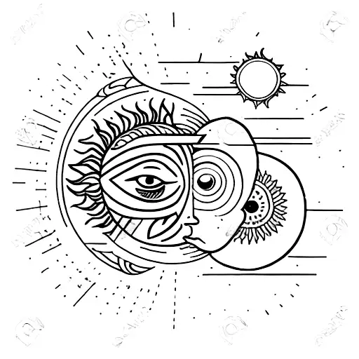 sun and moon combined but to to mish bohemian tattoo design idea