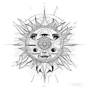 sun and moon combined but to to mish bohemian tattoo design idea