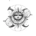 sun and moon combined but to to mish bohemian tattoo design idea