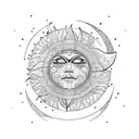 sun and moon combined but to to mish bohemian tattoo design idea