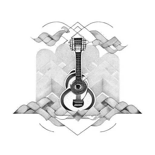 A guitar made of french fries tattoo design idea