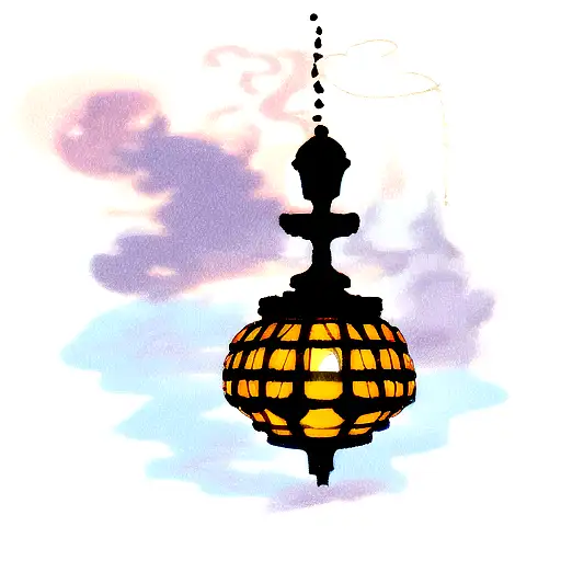 a cloud of magical smoke coming out of a lamp tattoo design idea