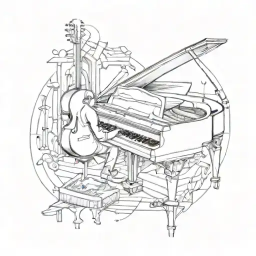 music DJ piano and a guitar  tattoo design idea