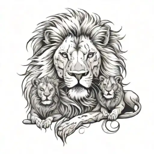 family lion tattoo design idea