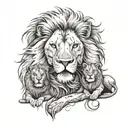 family lion tattoo design idea