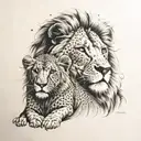 family lion tattoo design idea