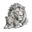family lion tattoo design idea