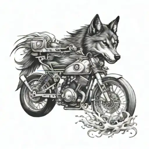 coastal town upbringing, motorcycles, Phoenix, wolf and trident  tattoo design idea