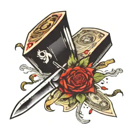 Money can't buy knives tattoo design idea