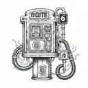 Route 66 gasoline pump tattoo design idea