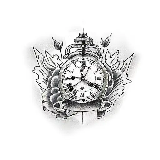 Broken Clock and Roses Tattoo Design by spellfire42489 on DeviantArt