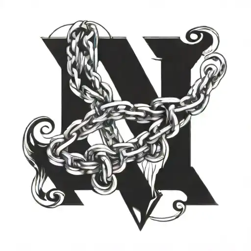 two C facing back to back with a letter I in the middle and diamond chain links going all the way down the I tattoo design idea