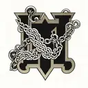 two C facing back to back with a letter I in the middle and diamond chain links going all the way down the I tattoo design idea