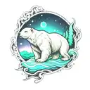 Polar Bear with northern lights tattoo design idea