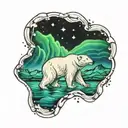 Polar Bear with northern lights tattoo design idea