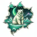 Polar Bear with northern lights tattoo design idea