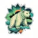 Polar Bear with northern lights tattoo design idea