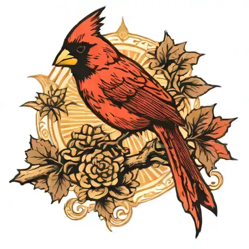 cardinal perched sun masculine tattoo tattoo design idea