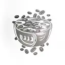 A gaming controller surrounded by energetic coffee beans tattoo design idea